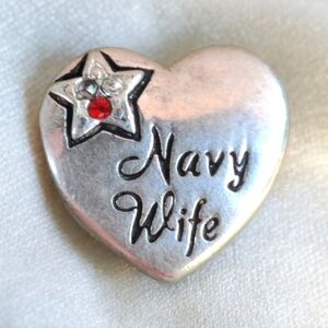 Vintage Sterling Navy Wife Heart Charm Bead